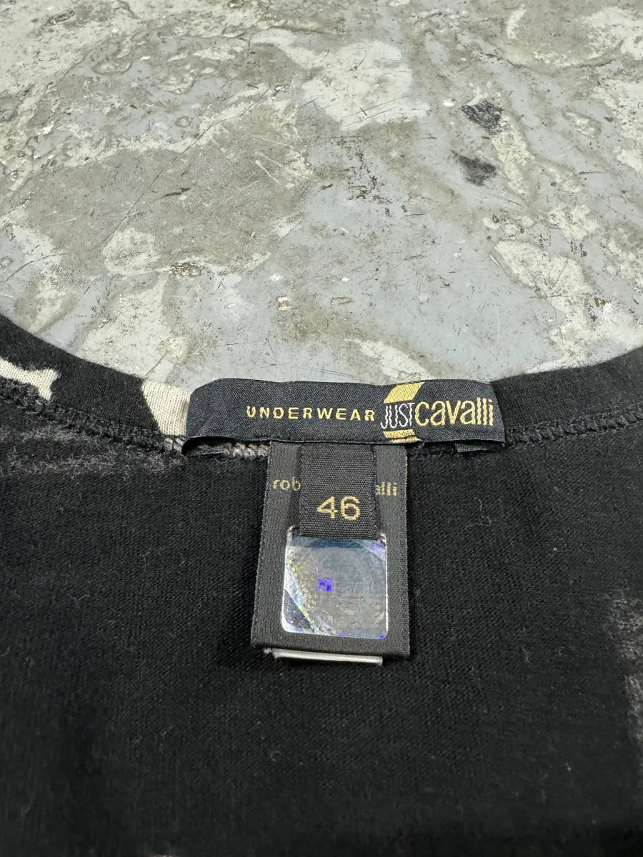 2000s Cavalli Kamasutra V Neck Black Hot Tee-Shirt (XS/S) vXmRZgr 4