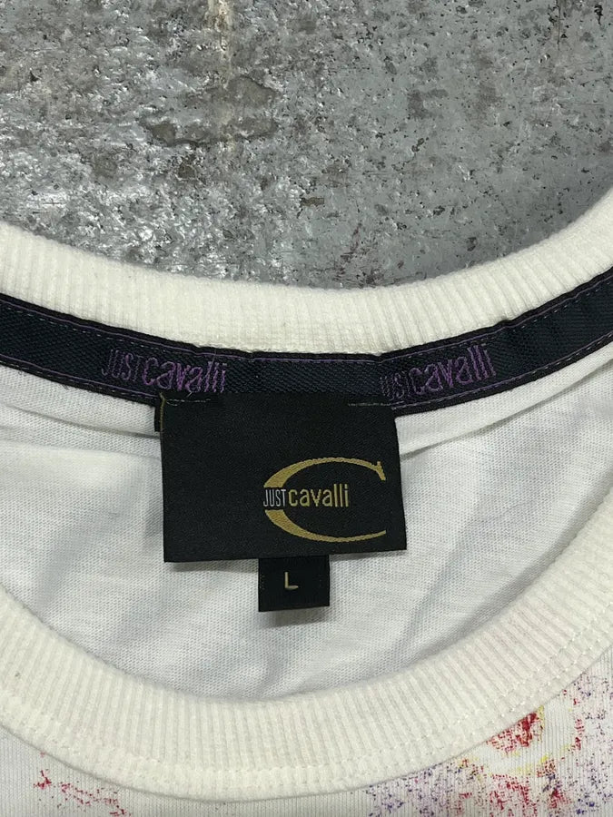 2000s Cavalli Knighs Curse White T-Shirt XjYektJ 6