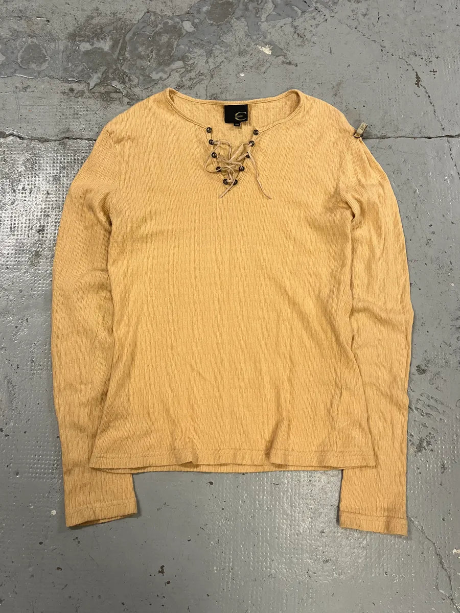 2000s Cavalli Laced Henley Cream Longsleeves wBmvvvW 0
