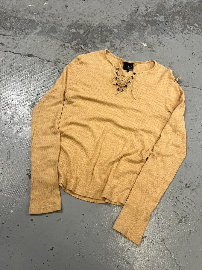 2000s Cavalli Laced Henley Cream Longsleeves wBmvvvW 3