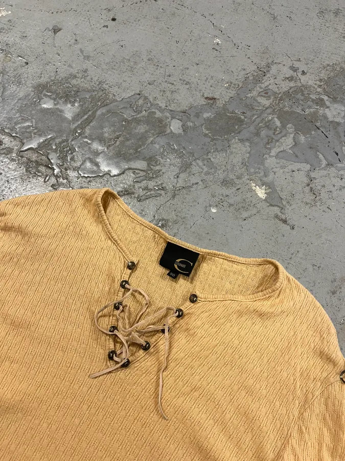 2000s Cavalli Laced Henley Cream Longsleeves wBmvvvW 4