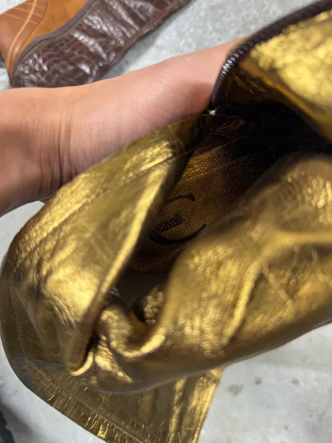 2000s Cavalli Laces Suede Extotic Effect Leather Heels (38eu/us5.5) 10