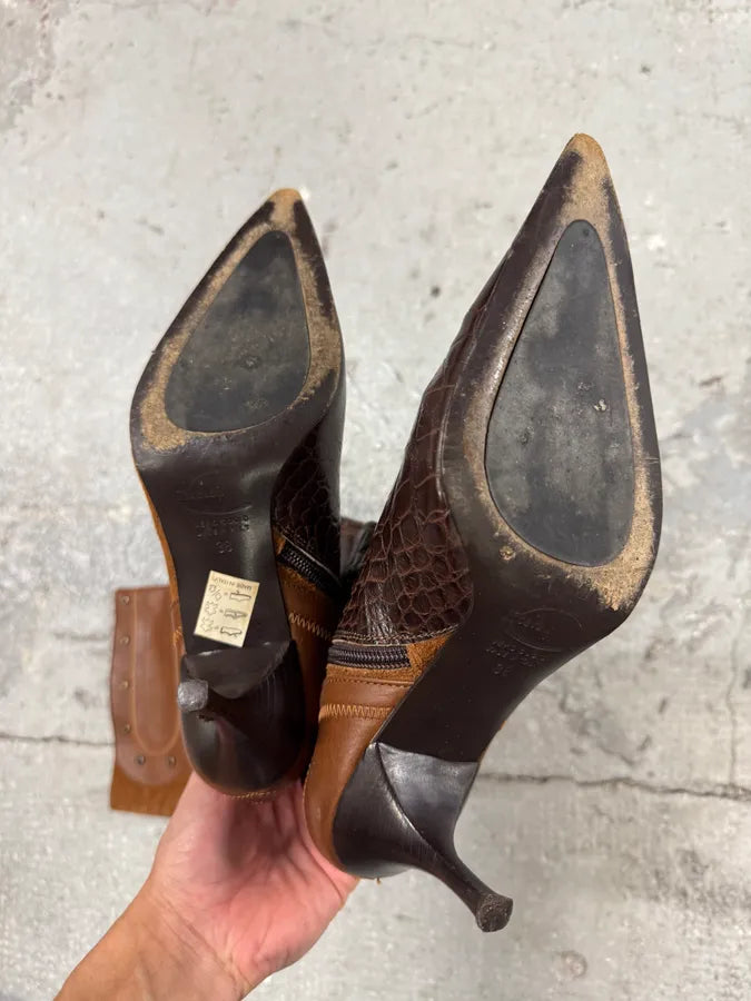 2000s Cavalli Laces Suede Extotic Effect Leather Heels (38eu/us5.5) 8