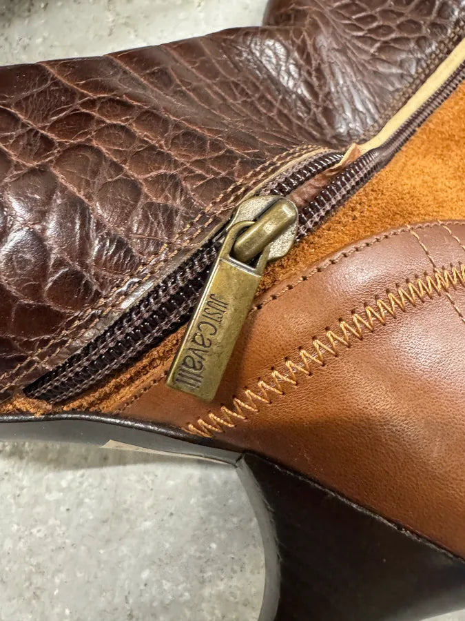 2000s Cavalli Laces Suede Extotic Effect Leather Heels (38eu/us5.5) 9