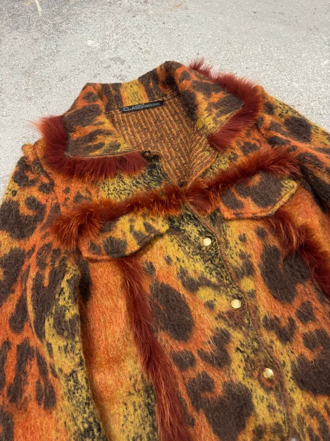2000s Cavalli Lava Red Exotic Wool Fur Cardigan (XS) 2