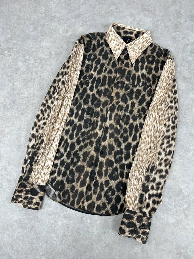 2000s Cavalli Leopard Beige Shirt hVtQeli 3