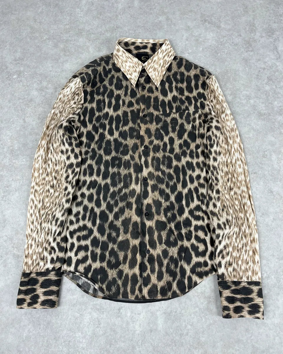 2000s Cavalli Leopard Beige Shirt hVtQeli 0