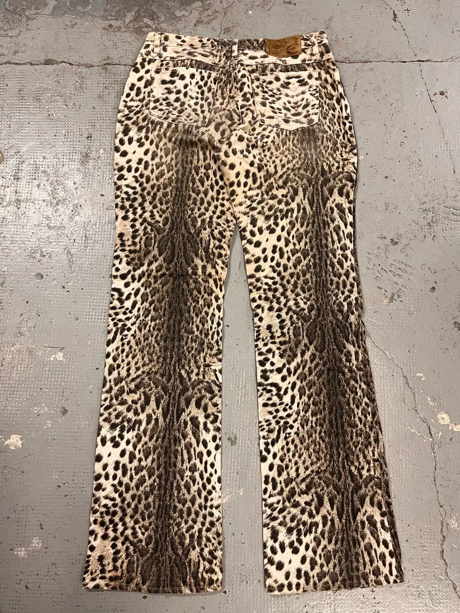 2000s Cavalli Leopard Black & White Pants mxbIBib 8