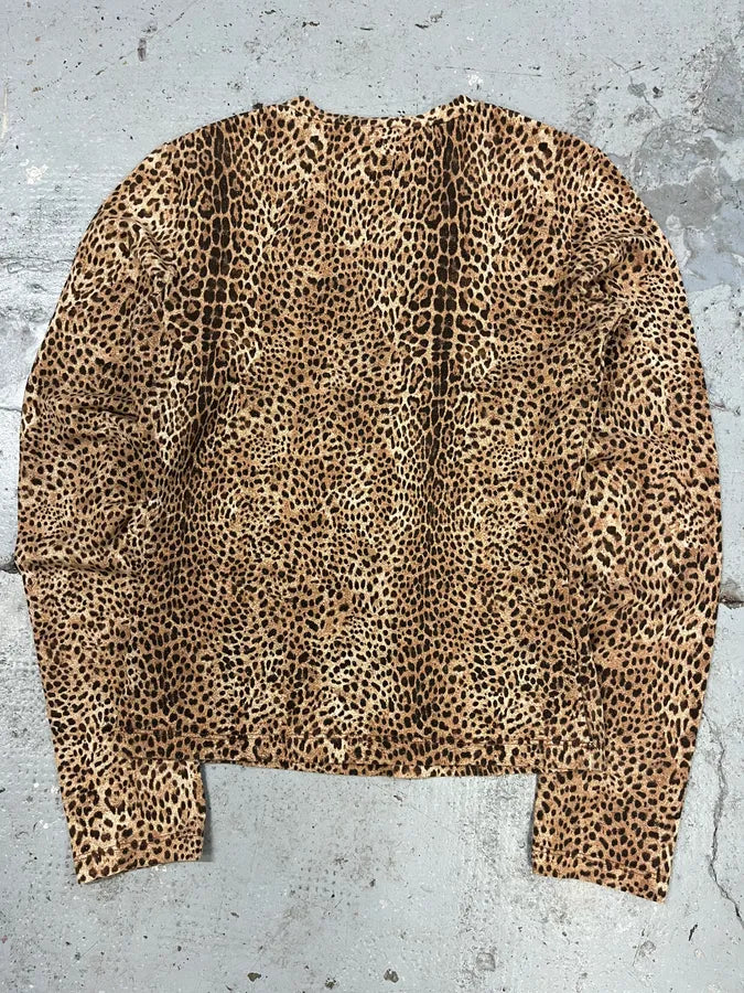 2000s Cavalli Leopard Cheetah V Neck Longsleeves RjUmKCS 2