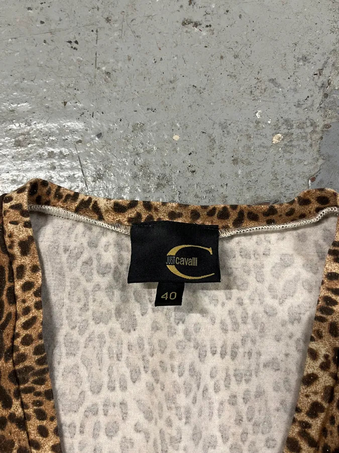 2000s Cavalli Leopard Cheetah V Neck Longsleeves RjUmKCS 5