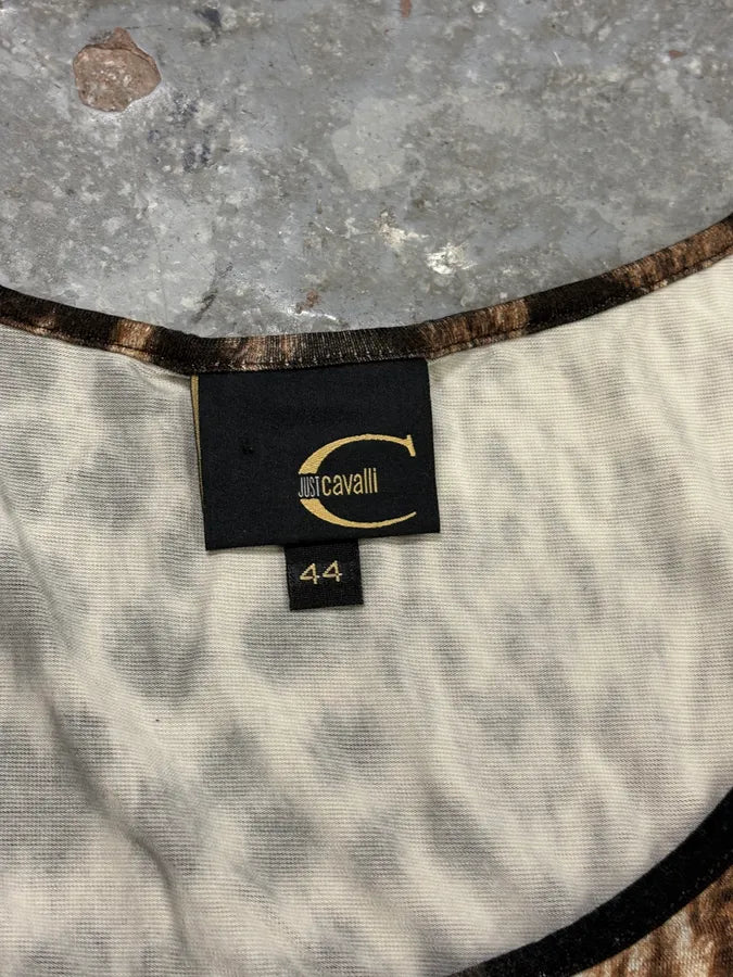 2000s Cavalli Leopard Print Camel & Black Dress zCmRaKW 8