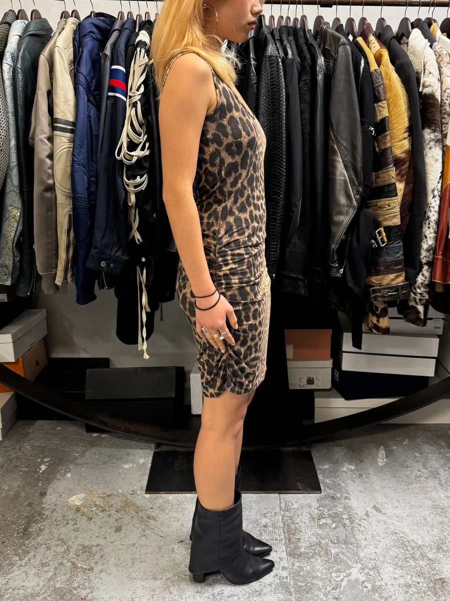 2000s Cavalli Leopard Print Camel & Black Dress zCmRaKW 2