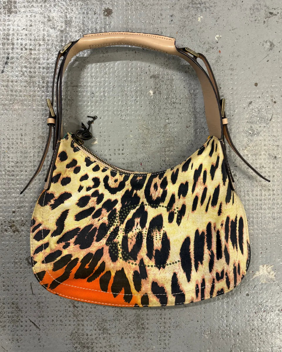 2000s Cavalli Leopard Effect Handle Orange Bag wbewRbx 0