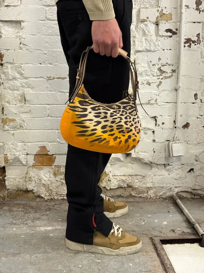 2000s Cavalli Leopard Effect Handle Orange Bag wbewRbx 1
