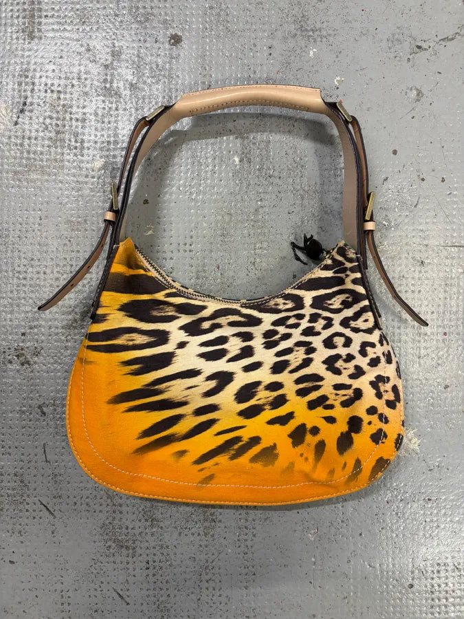 2000s Cavalli Leopard Effect Handle Orange Bag wbewRbx 2