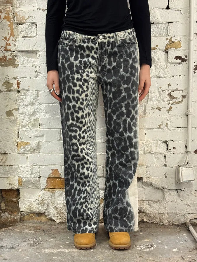 2000s Cavalli Leopard Gradient Black & White Pants ihTBqOx 1