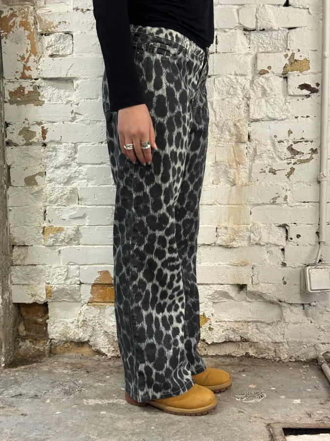 2000s Cavalli Leopard Gradient Black & White Pants ihTBqOx 2