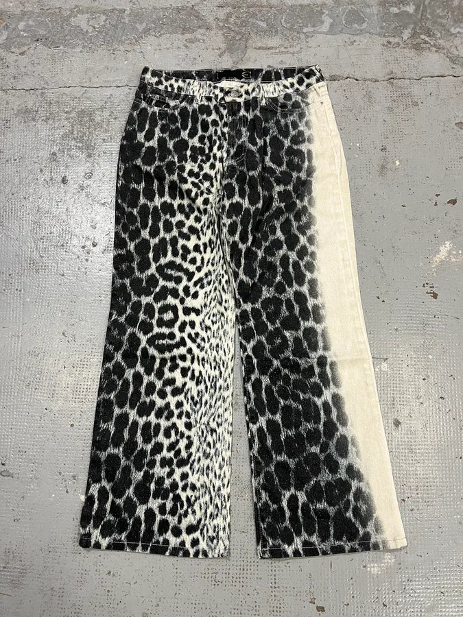 2000s Cavalli Leopard Gradient Black & White Pants ihTBqOx 4