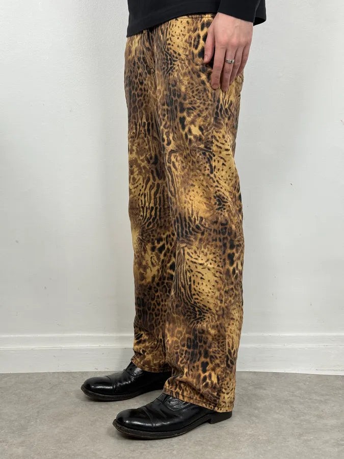 2000s Cavalli Leopard Hallucination Black & Beige Pants UnPVzwE 2