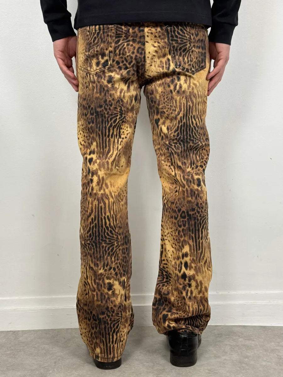 2000s Cavalli Leopard Hallucination Black & Beige Pants UnPVzwE 3