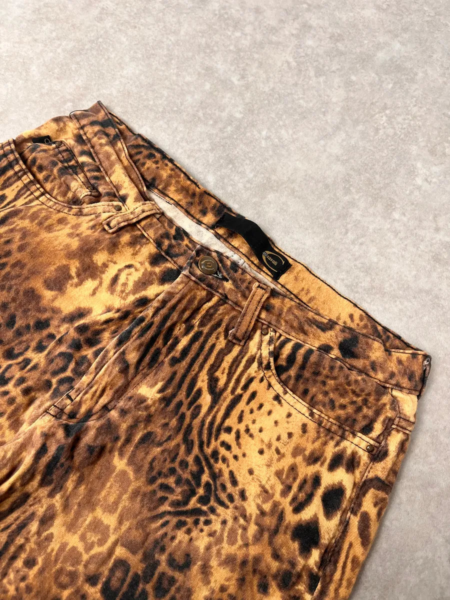 2000s Cavalli Leopard Hallucination Black & Beige Pants UnPVzwE 5