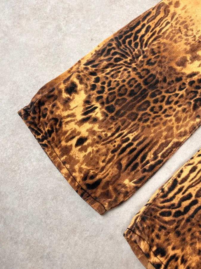 2000s Cavalli Leopard Hallucination Black & Beige Pants UnPVzwE 7