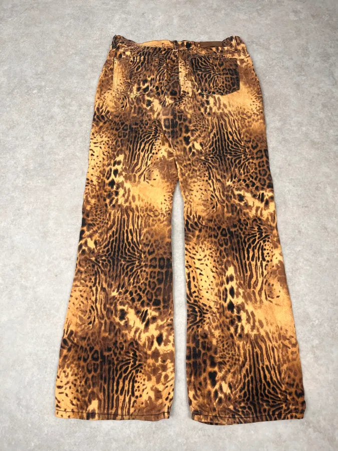 2000s Cavalli Leopard Hallucination Black & Beige Pants UnPVzwE 8