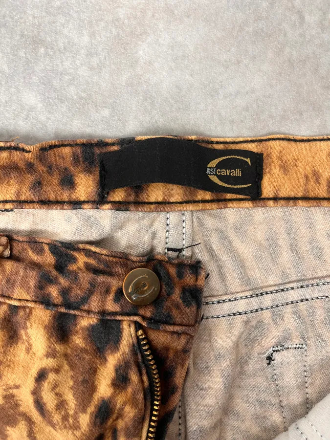 2000s Cavalli Leopard Hallucination Black & Beige Pants UnPVzwE 9