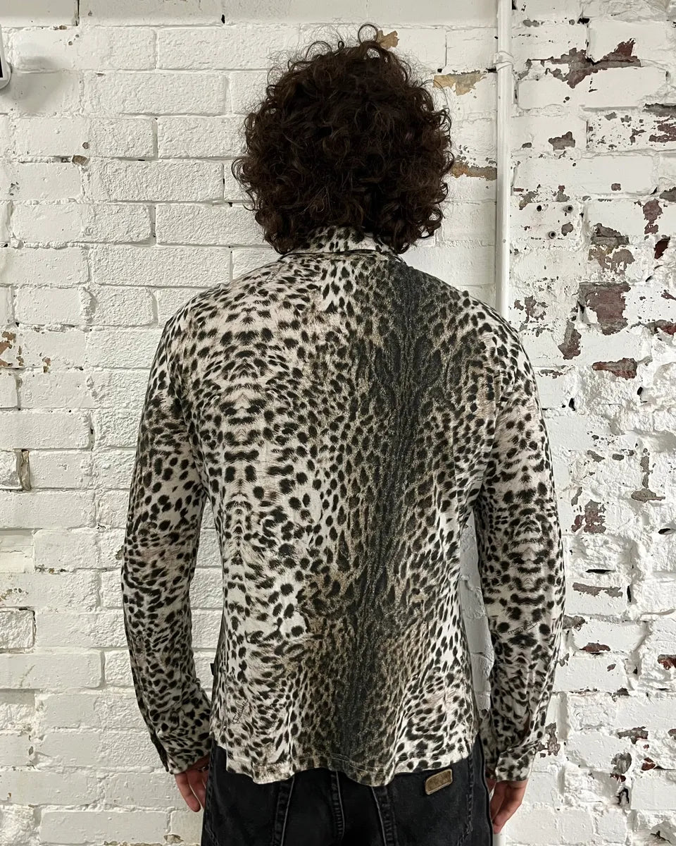 2000s Cavalli Leopard Print Beige Shirt yGbrEXm 3