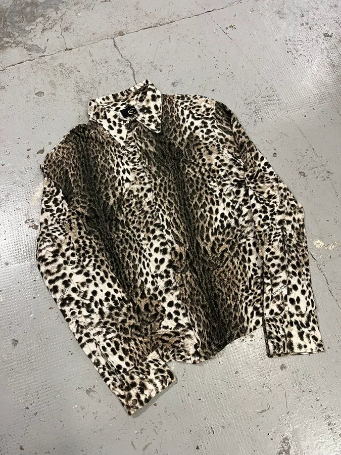 2000s Cavalli Leopard Print Beige Shirt yGbrEXm 4