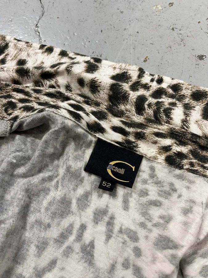 2000s Cavalli Leopard Print Beige Shirt yGbrEXm 9