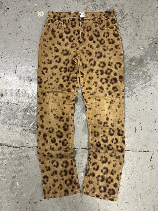2000s Cavalli Leopard Print Brown Pants (S/M) 0
