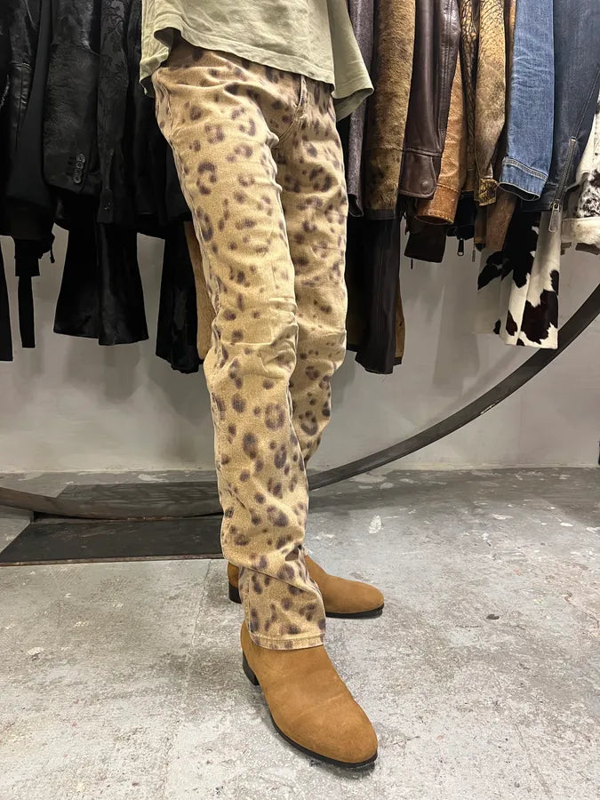 2000s Cavalli Leopard Print Brown Pants (S/M) 2