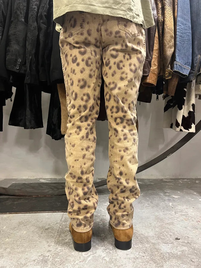 2000s Cavalli Leopard Print Brown Pants (S/M) 3