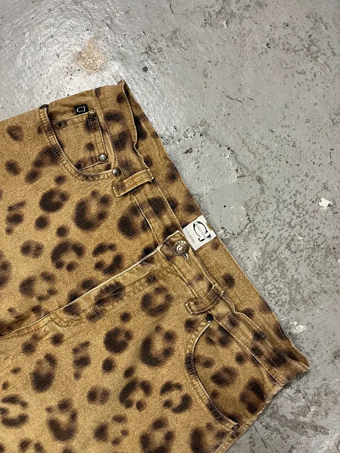 2000s Cavalli Leopard Print Brown Pants (S/M) 5