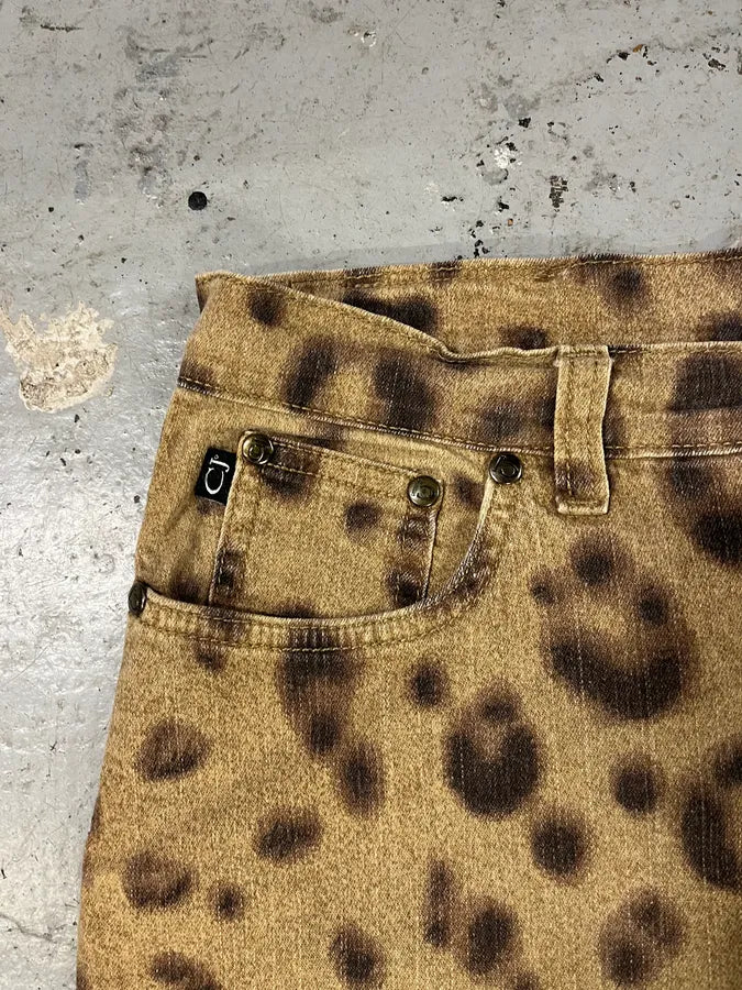 2000s Cavalli Leopard Print Brown Pants (S/M) 8