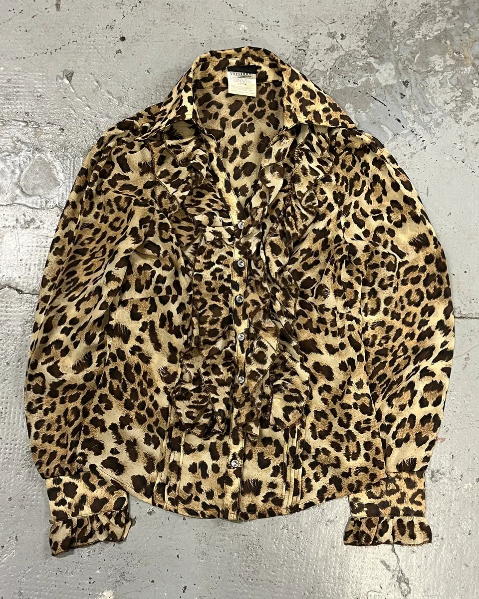 2000s Cavalli Leopard Print Chic Shirt mICmZvt 0