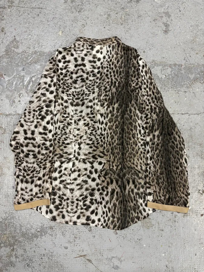 2000s Cavalli Leopard Print Henley Shirt cUlrcRx 5