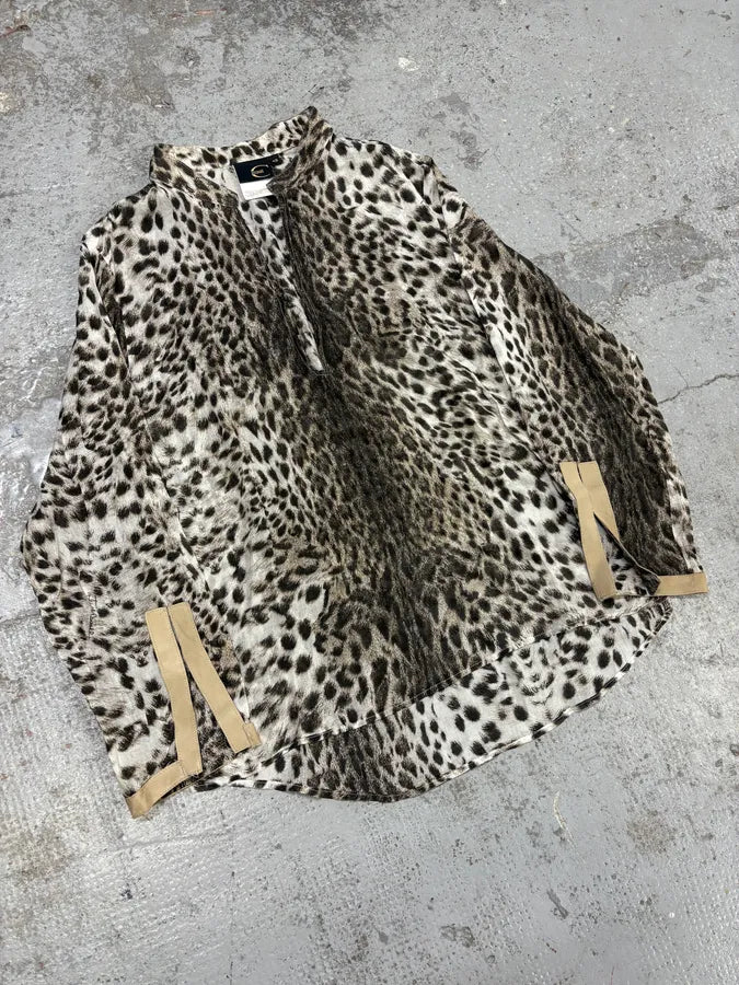 2000s Cavalli Leopard Print Henley Shirt cUlrcRx 3