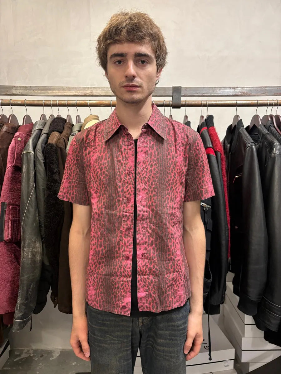 2000s Cavalli Leopard Print Red Obscure Shirt kUBWbRe 3
