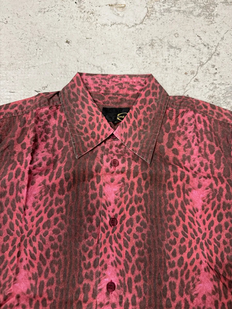 2000s Cavalli Leopard Print Red Obscure Shirt kUBWbRe 5