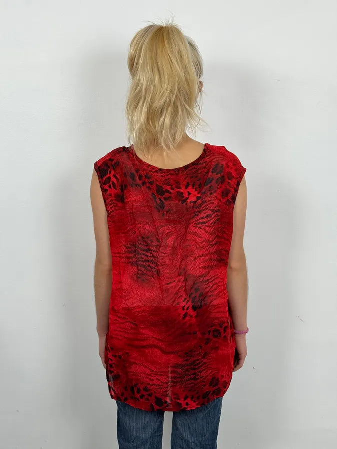 2000s Cavalli Leopard Red Tank Top sKotwrb 2