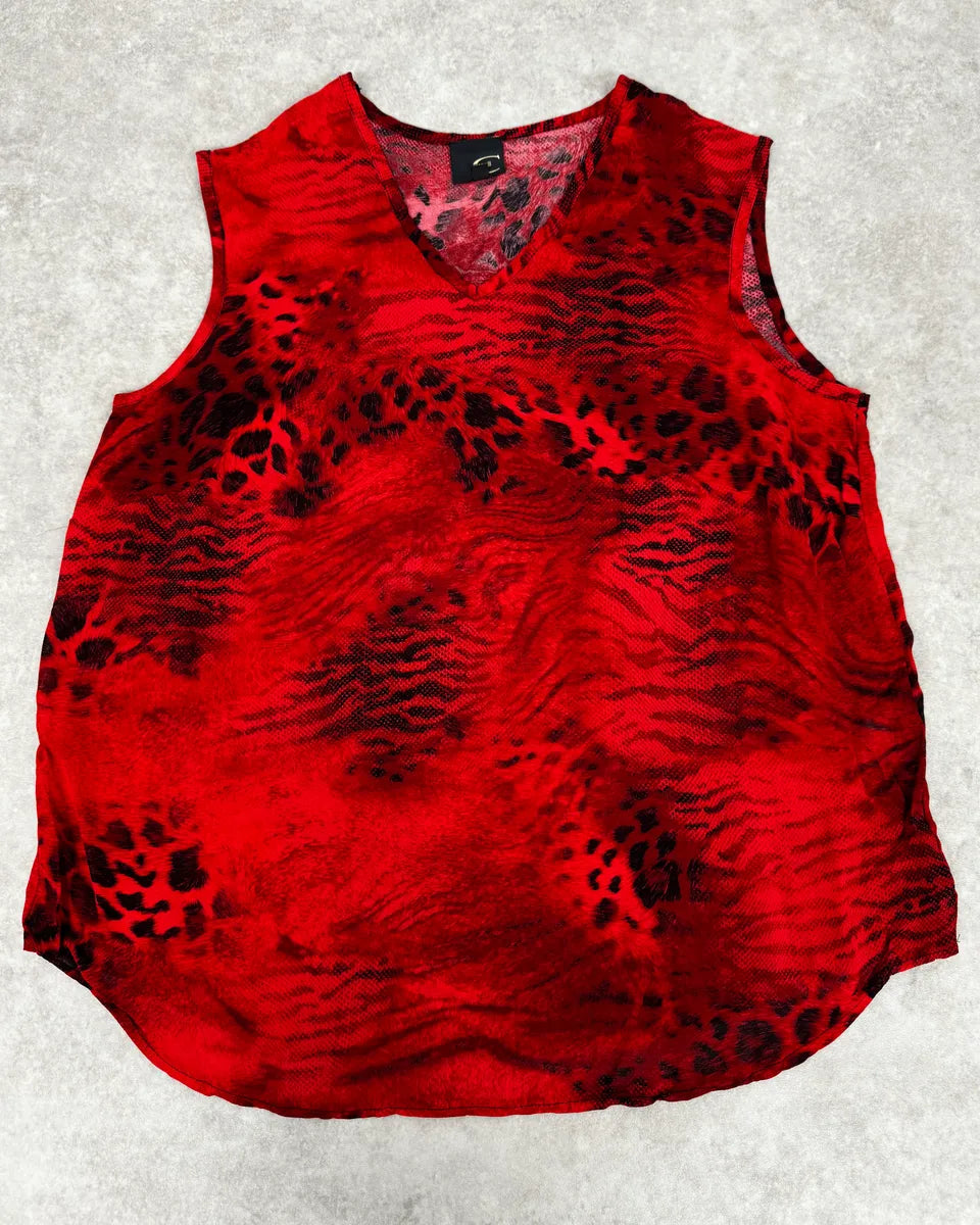 2000s Cavalli Leopard Red Tank Top sKotwrb 0