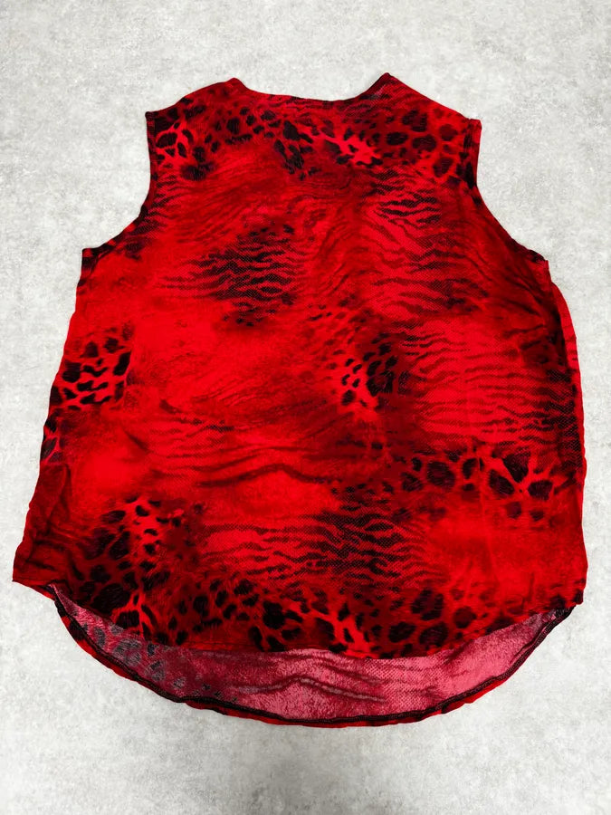 2000s Cavalli Leopard Red Tank Top sKotwrb 3