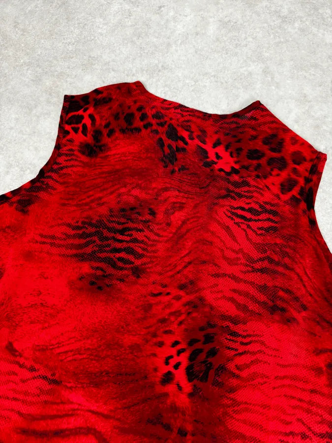 2000s Cavalli Leopard Red Tank Top sKotwrb 5