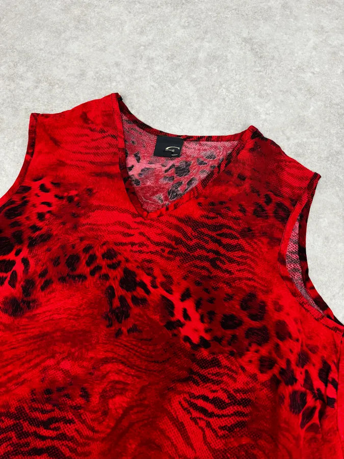2000s Cavalli Leopard Red Tank Top sKotwrb 4