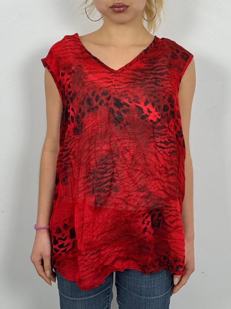 2000s Cavalli Leopard Red Tank Top sKotwrb 1