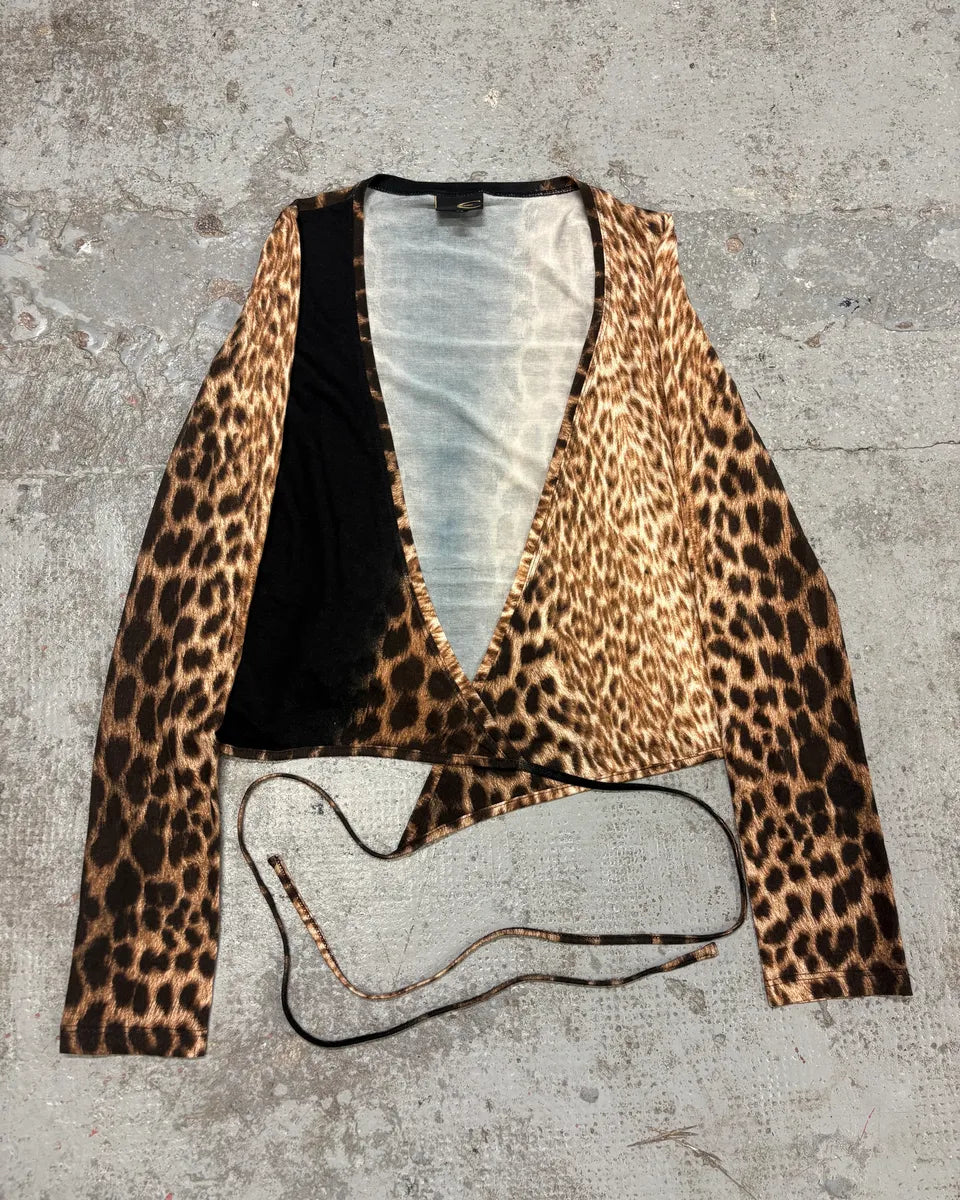 2000s Cavalli Leopard Savage Black Laced Longsleeves Top uTVjyLo 0