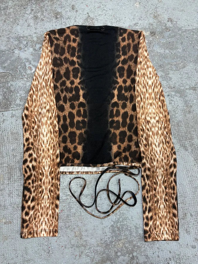 2000s Cavalli Leopard Savage Black Laced Longsleeves Top uTVjyLo 3