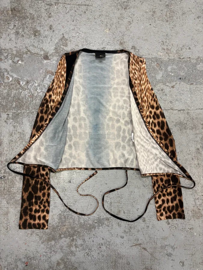 2000s Cavalli Leopard Savage Black Laced Longsleeves Top uTVjyLo 4